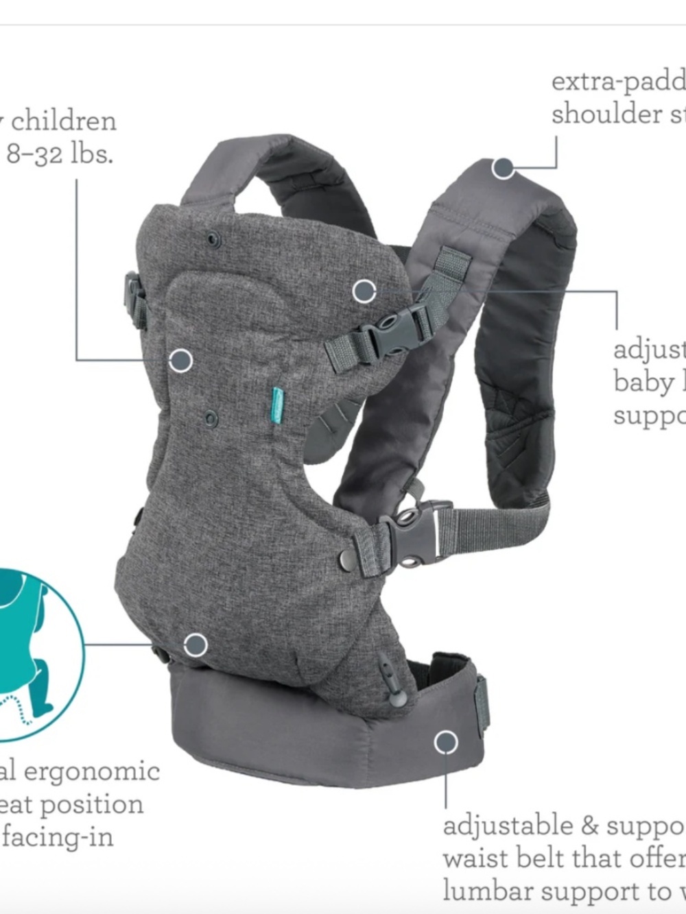 infantino Gray Flip 4-in-1 Convertible Carrier